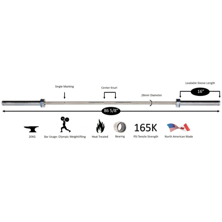 York Barbell Elite Olympic Stainless Steel Weight Bar